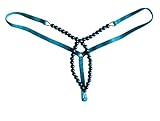 Esquki Womens Sexy G String Pearl Massage Thongs (Free Size, Blue),Free Size