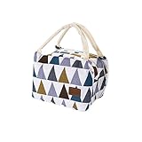 UINSTONE LUNCH BAG, WELL INSULATED & WATER-SLIDE COATING HAND BAG with Hook and Loop Strip (Blue Triangle)
