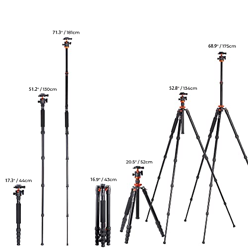 K&F Concept 68 inch /175cm Camera Travel Tripod with