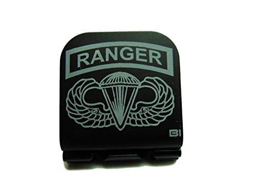 Ranger Tab & Airborne Wings Laser Etched Hat Clip Black