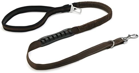 PetBus Dog Seat Belt Leash Durable Waterproof Heavy Duty Extension Bungee Dog Lead With Adjustable Seatbelt Harness for Safe Travel (Brown)