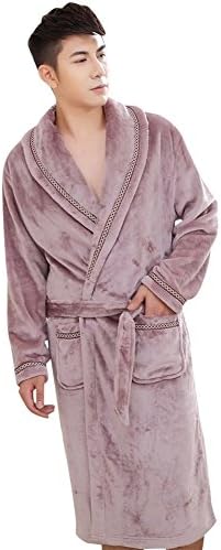 Depaud Cool Fuzzy Warm Long Loungewear Pajamas Bath Robes for Men Purple M