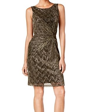 Calvin Klein Black Womens Petite Sheath Shimmer Dress Gold 6P