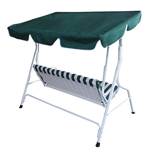DEGAMO Hollywoodschaukel Florida 3-sitzer, Gestell Weiss, Bezüge grün/Weiss gestreift, extra stabile Ausführung, Outdoor – Bild 3