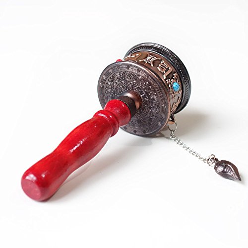 Mini Portable Tibet Religious Ornament, Inside the Scriptures pray for peace,Buddhist Hand Prayer Wheel