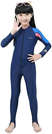 Blue Dive Kids Boy Girls Swimwear, One Piece Long Sleeve baby Swimsuit UV Boy Girls Protection One Piece, Thermal Wetsuit UPF 50+ Rashguard Beach Wear Diving Surfing Swimming