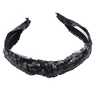 LANWF Cute Sequin Headbands Hairband Sequin Headbands Headwrap Decorative Accessories for Women,Black