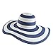 Itopfox Women's Beachwear Sun Hat Striped Straw Hat Floppy Big Brim Hat