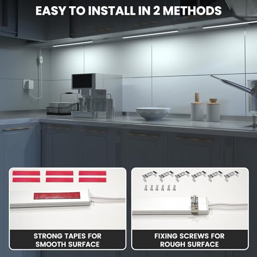 Bonlux Under Cabinet Kitchen Lights with Remote, Dimmable LED Under Cabinet Strip Light Neutral White 4000K, Linkable Under Counter Lights for Plug in Under Kitchen Cupboard Cabinet Lighting(3x12IN)