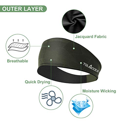 Tolaccea Sports Headband for Men and Women Double Layer 4 Packs Unisex Sweatband for Workout Exercise Gym Cycling Football Tennis Baseball & Yoga Unisex Hairband Stretchy Moisture Wicking Cool