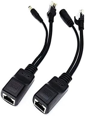 3 KIT Power Over Ethernet Passive POE Injector Splitter with 5.5 mm x 2.1 mm DC Connector for All network Devices- (Black)