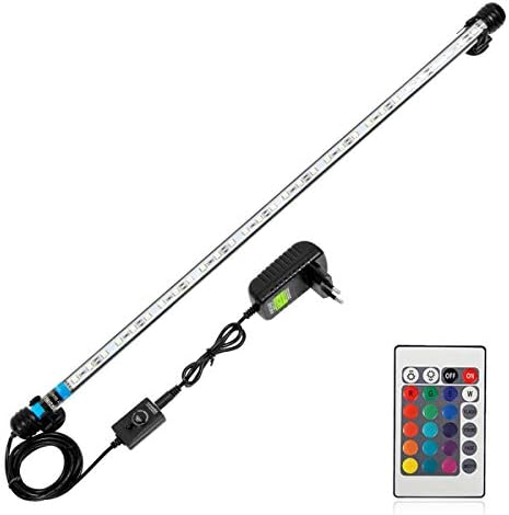 Mingdak Fernbedienendes Aquarium-Licht-Kit für Aquarium, Unterwasser-Kristallglas-Leuchten, geeignet für Salzwasser und Süßwasser, 30 LED, flexibel ändernde Beleuchtungsfarbe, 22,5-Zoll …