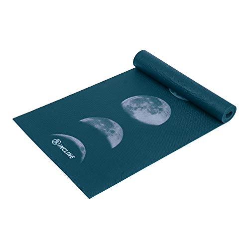 Incline Fit Printed Yoga Mat Anti Slip Printed Yoga Mat for Yoga, Pilates, Stretching, Meditation, Floor & Fitness Exercises, Moon Phases, 6mm, Midnight Sky