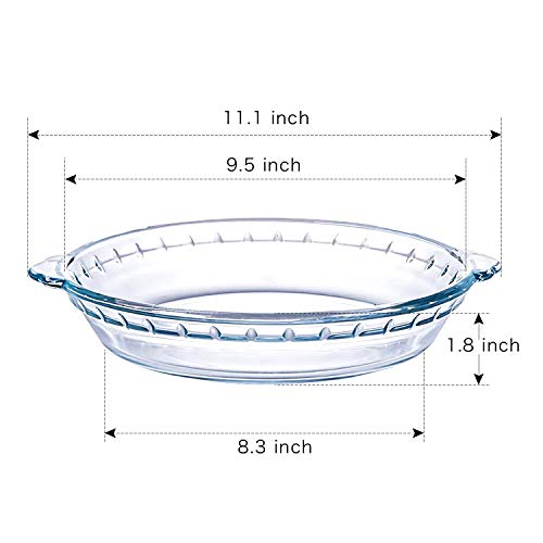 DMAR Oven Basics 91/2 Inch Deep Glass Pie Plate with Handles for