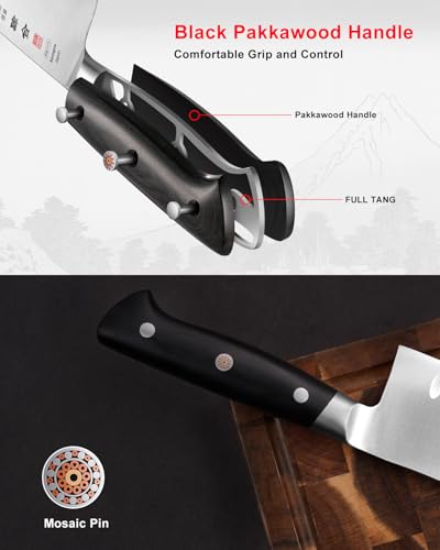 kanngou Chef Knife Set 3PCS Kitchen Knives with Japanese AUS-8 Alloy Steel, Japanese Knife Set with Full-Tang Pakkawood Handle and Premium Gift Box (Classic Series)