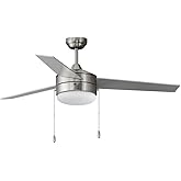 Maxim Lighting 89906FTSNBK Trio - 3 Blade Hugger Ceiling Fan-19 Inches Tall and 52 Inches Wide, Finish Color: Satin Nickel/Bl