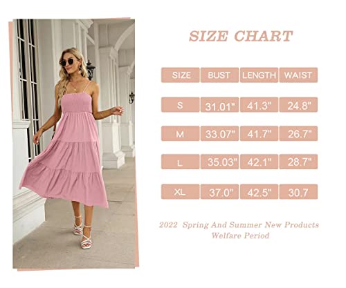 Women\'s Summer Maxi Dress Casual Bohemian Floral Flowy Smocked Sundress Tiered Swing A Line Tiered Cocktail Sleeveless Black