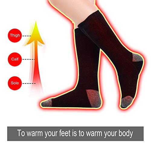 Verwarmde sokken, oplaadbare voetenwarmers, elektrisch verwarmde voetbedekking voor de winter, indoor, outdoor, sport… - Image 6