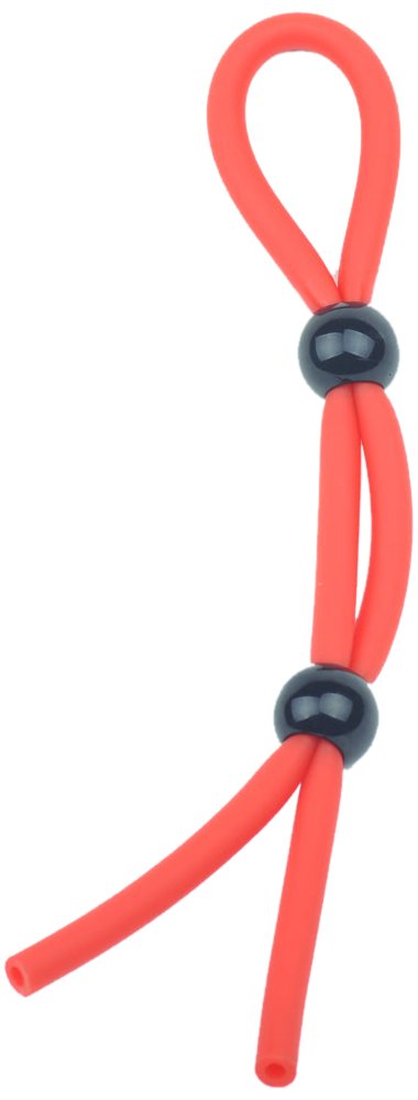 PleasureBox Adjustable Double Cock Ring Firmer Erections, Red