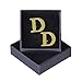 Salutto Men's Gold Letter D Cufflinks 1 Pair with Gift Box (D)