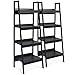 Best Choice Products Set of 2 4-Shelf Modern Open Wooden Ladder Bookcase Storage Display Organizer Decor with Metal Framing, Black