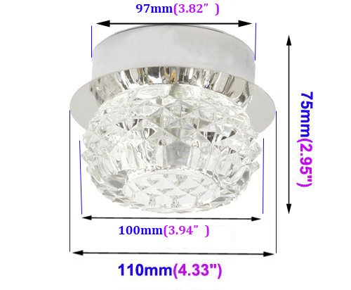 LUMINTURS 5w LED Crystal Ceiling Surface Mounted Light Fixture Modern Decor Lamp Pure White - Thumbnail 2