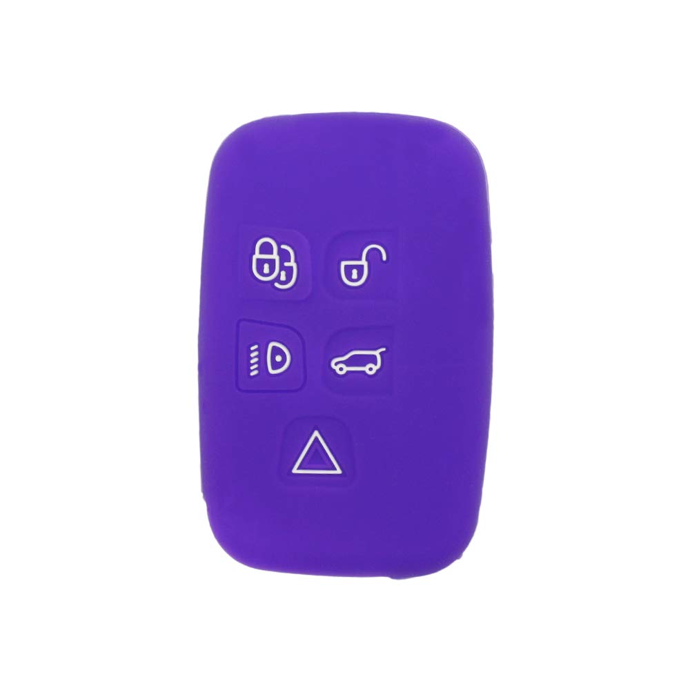 BROVACS Silicone Cover Protector Case Holder Skin Jacket Compatible with LAND ROVER LR4 Range Rover 5 Button Smart Remote Key Fob CV4982 Deep Purple