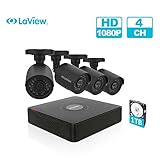 LaView 4 Channel Full HD 1080P Business and Home Security Camera System 4X Weatherproof Bullet Cameras with 4CH DVR w/ 1TB HDD 2MP Night Vision CCTV Surveillance Kit
