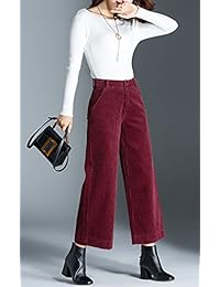gihuo dama Retro pierna ancha Casual Pana Pantalón con bolsillos