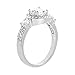 Mia Sarine Womens Round Halo Royal Princess Style Three Stone Cubic Zirconia Engagement Ring in Rhodium over Brass Size 7