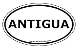 Antigua and Barbuda Car Bumper Sticker Decal Oval Black and White