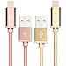 LAX Nylon Braided [Apple MFi Certified] Fast Charger iPhone Lightning Cable, iPhone Cord Compatible with iPhone 14/13 /12/11 Pro Max/XS MAX/XR/XS/X/8/7/6S/SE/5S/iPad, iPod & More -(6FT-Gold+Rose-2 PK)