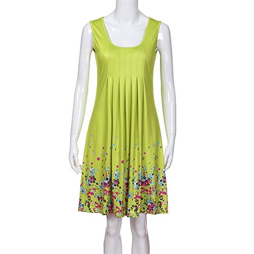 Handyulong Womens Dresses Summer Linen Sleeveless Boho Print Button Mini Tank Dress with Pockets Beach Sundress Cocktail