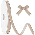ABTOLS 3/8" X 25 Yards Camel Velvet Ribbon, Camel Solid Color Valentine’s Day Single Face Velvet Ribbons for Wreath Decoration Handmade Craft Ornaments Gift Wrapping DIY Crafts, Wedding Decoration