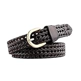 JASGOOD Fashion Braided Leather Belt for Women Woven Belt with Copper Pin Buckle