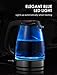 Electric Kettle Glass Tea Kettle, 1.7L Ultra Fast Water Boiler, Durable Borosilicate Glass and 304 Stainless Steel, Double Safety Locker, Boil Dry Protection and Auto Shut off, BPA Free, Aicok