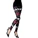 Ensasa Womens Autumn Winter Snowflake Graphic Printed Stretchy Leggings Pants, Black Red Reindeer Small