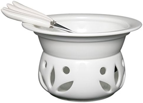 Itikky Cheese Chocolate Fondue Pot Set Porcelain with Forks 9 fl oz White