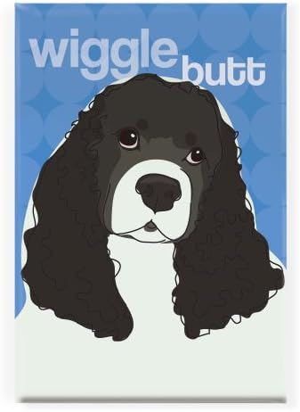 Wiggle Butt Black and White Cocker Spaniel Fridge Magnet
