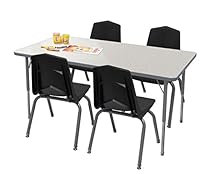 Marco Group Adjustable Rectangular Classroom Table and 4 Chair Set - 24 x 48 with Toddler Legs