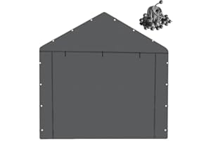 Vanteriam 10x20 FT Front/Back Panel Canopy Entrance Panel with Zippers and Elastic Ball Bungees, 180G PE Waterproof & UV Protected Replacement Sidewall Cover, Gray