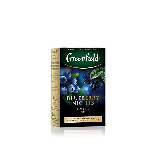GREENFIELD BLUEBERRY NIGHTS | Schwarztee, aromatisiert – Blaubeere und Brombeere | Blatt Tee, loser Tee 100g | Ceylon…