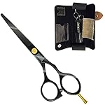 ISSIKI Professional Hair Cutting Scissors one piece 5.5" Set Cutting Scissors Black Color with Portable Carrying Case