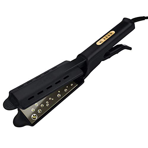Professional Hair Straightener, Flat Iron for Hair Styling: Tourmaline Ceramic Flat Iron with Floating Plates and Digital Controls for All Hair Types with Rotating Adjustable Temperatur (Black)