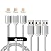 NetDot 3 Pack Gen2 5ft Fast Charging Magnetic Micro USB Cable with LED Indicator (5ft, 3 Silver)