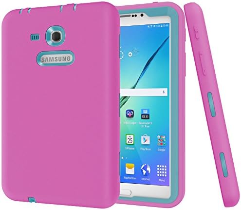 Galaxy Tab 3 Lite 7.0 Case,Galaxy Tab E Lite 7.0 Case, Awinning ybrid Heavy Duty Rugged Shockproof case Cover for Samsung Galaxy SM-T113 &amp; T110 &amp; T111 &amp; T116 7.0 Inch Tablet (Rose+Blue)