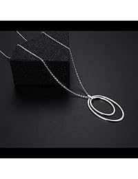 Collar de cadena larga de plata de ley 925 con colgante de borla para mujer, cadena de 30.0 in