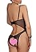 JuicyRose Women's One Piece Teddy Lingeire, Lace Sleepwear Nightie (Black, US S/Tag M)