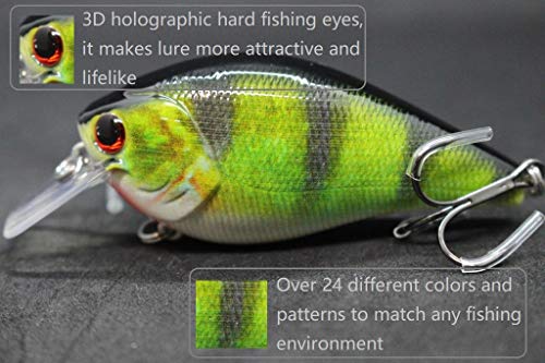 6 Hard Baits Fishing Lures in One Tackle Box Crankbait RealSkin Painting for Bass Fishing HC25KB
