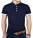 YTD Mens Summer Slim Fit Pure Color Short Sleeve Polo Casual T-Shirts (US Large, Navy)
